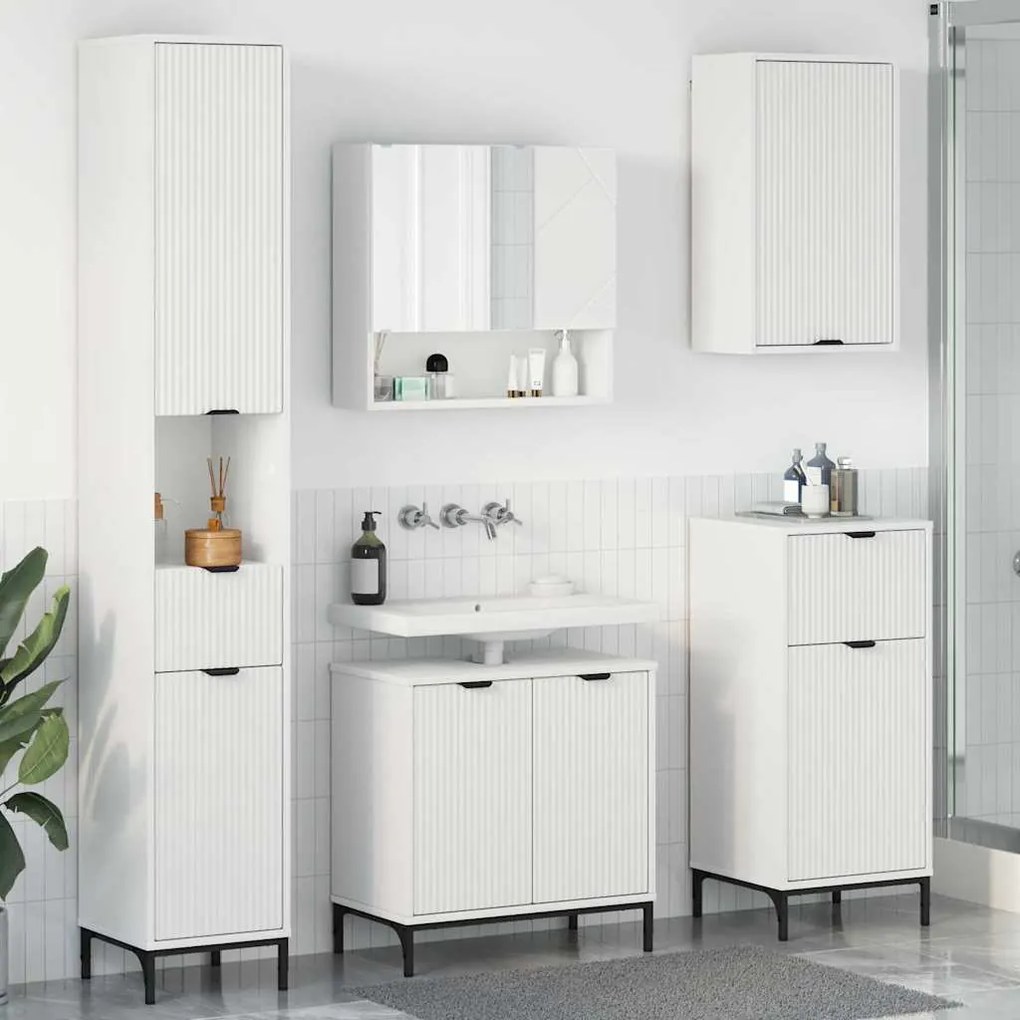 vidaXL Conjunto de Móveis para Banheiro com gaveta com porta Branco
