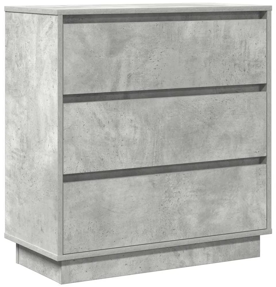 Cômoda de Cabeceira vidaXL com LED Cinza Concreto 71x34,5x75 cm Madeir