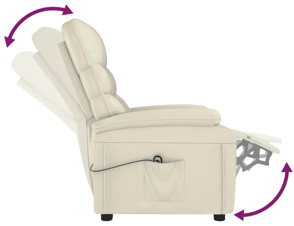 Poltrona reclinável elétrica couro artificial cor creme