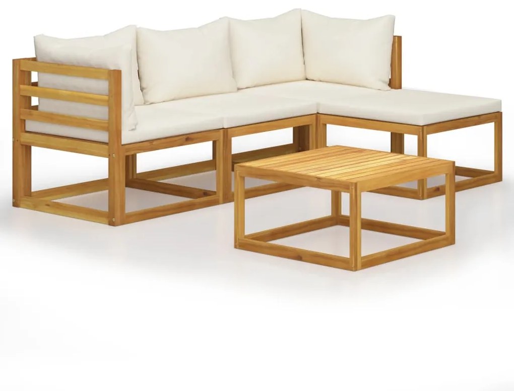 vidaXL 5 pcs conj. lounge jardim c/ almofadões madeira acácia maciça