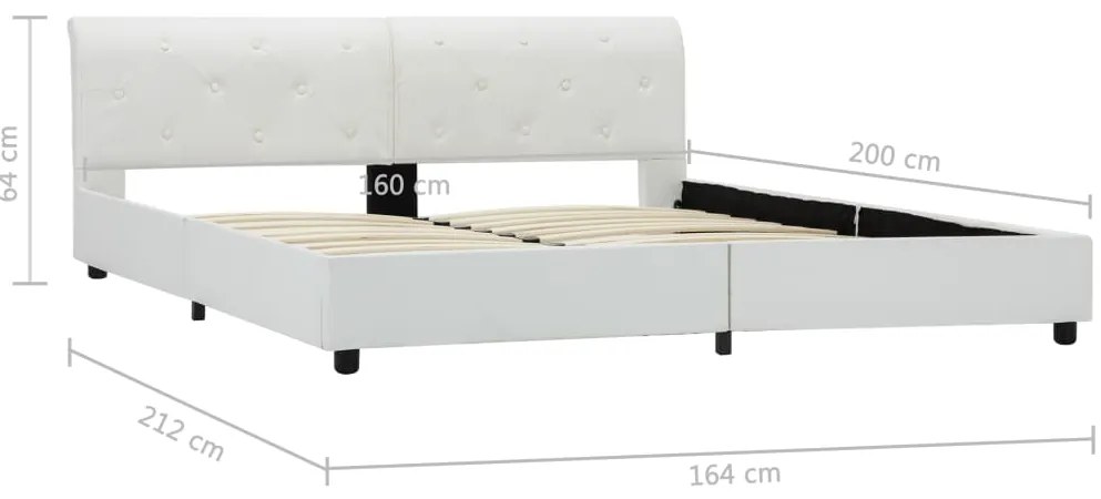 Estrutura de cama 160x200 cm couro artificial branco