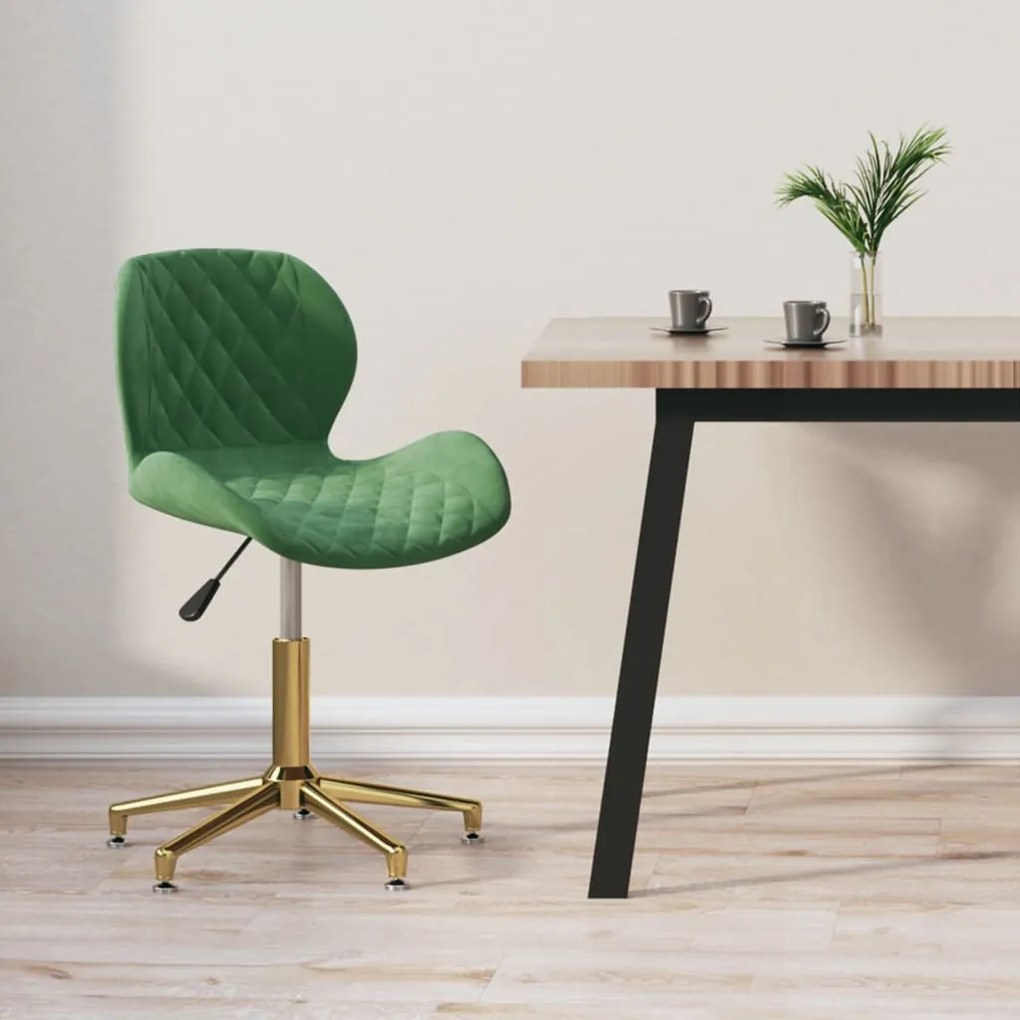 335043 vidaXL Swivel Dining Chair Dark Green Velvet