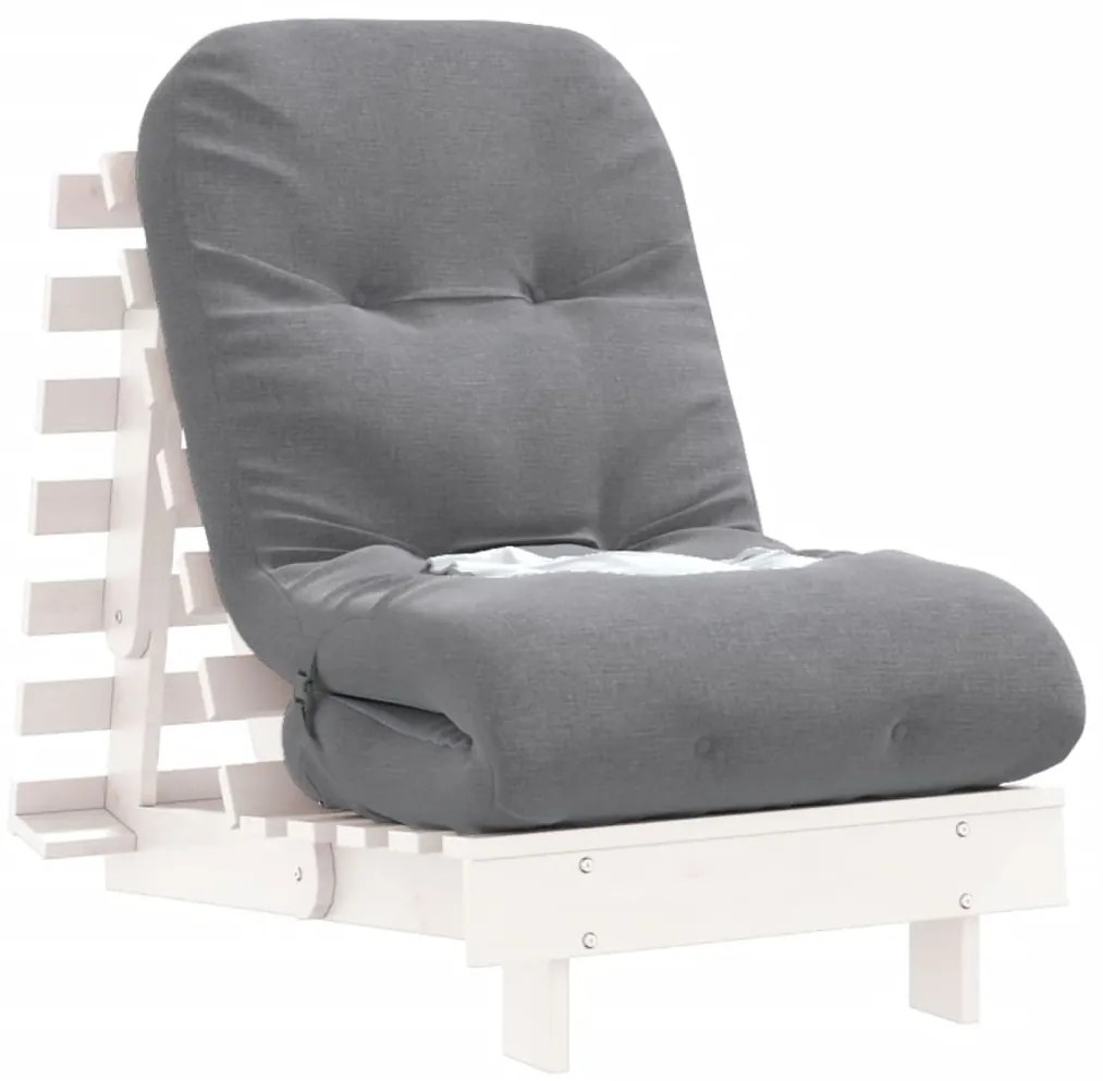Sofá-cama futon com colchão 60x206x11 cm pinho maciço branco