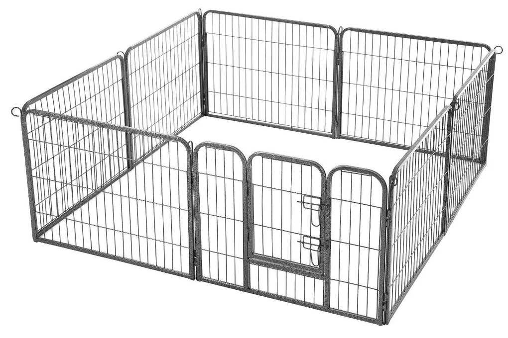 Cercadinho para animais de estimação FEANDREA com 8 painéis, gaiola de ferro para cães, cerca resistente para animais de estimação, cerca para parto de filhotes, dobrável e portátil, 77 x 60 cm, cinza PPK86G