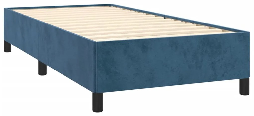 Estrutura de cama 90x190 cm veludo azul-escuro