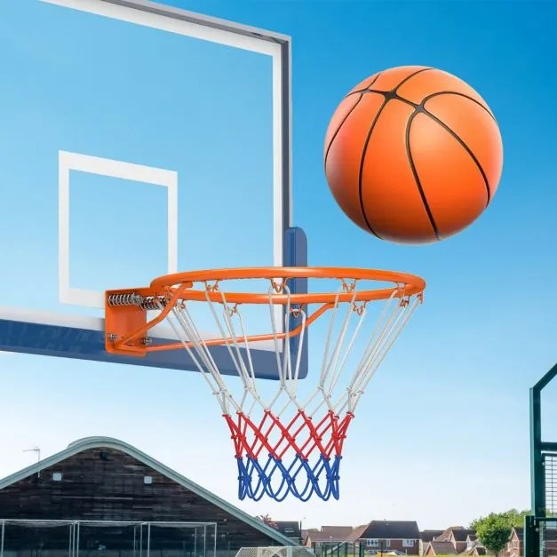 Aro de basquetebol de 45 cm montado na parede com mola dupla Rede Laranja