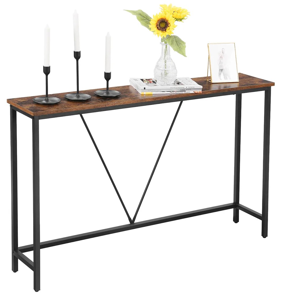Mesa consola de 120 x 23 x 74 cm Castanho vintage + Preto