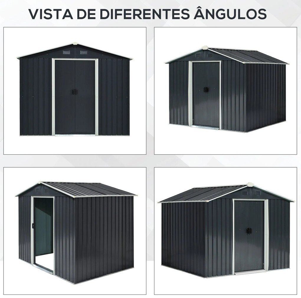 Outsunny Abrigo de Jardim de 4,1 m² 236x174x190 cm Abrigo de Exterior