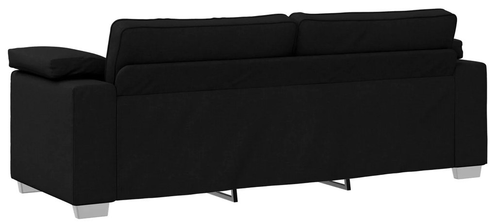 Conjunto de Sofá de 2 Peças com Almofadas em Tecido Preto