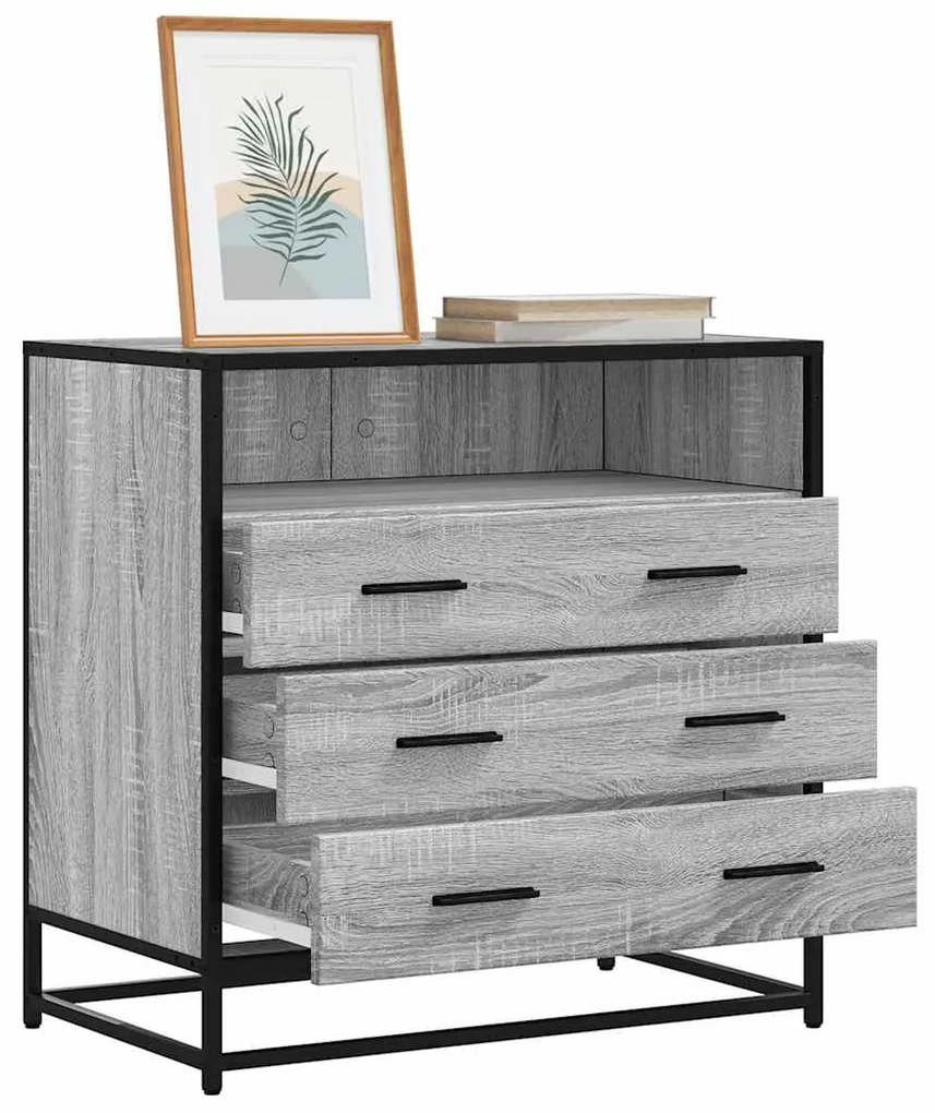 vidaXL Armário de gavetas 70x41x70 cm deriv. madeira cinzento sonoma