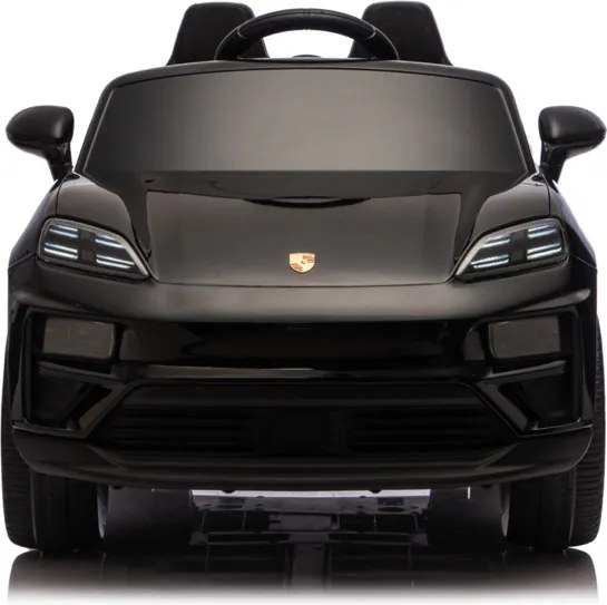 Carro elétrico para crianças até 5 anos Porsche Macan Turbo 12V, com bateria de lítio, Pneus de borracha, Controle remoto Preto