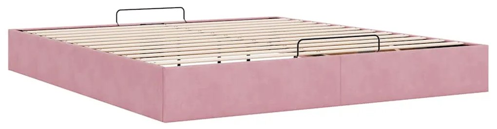 Estrutura de cama otomana sem colchão 200x200 cm veludo rosa