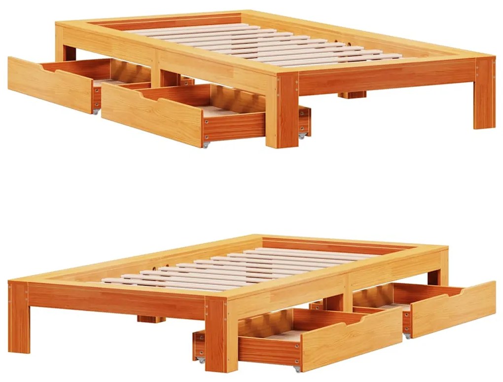 Cama sem colchão 90x190 cm madeira de pinho maciça castanho-mel
