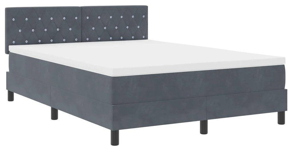 Cama Box com Colchão vidaXL Cinza Escuro 160x200 cm Veludo