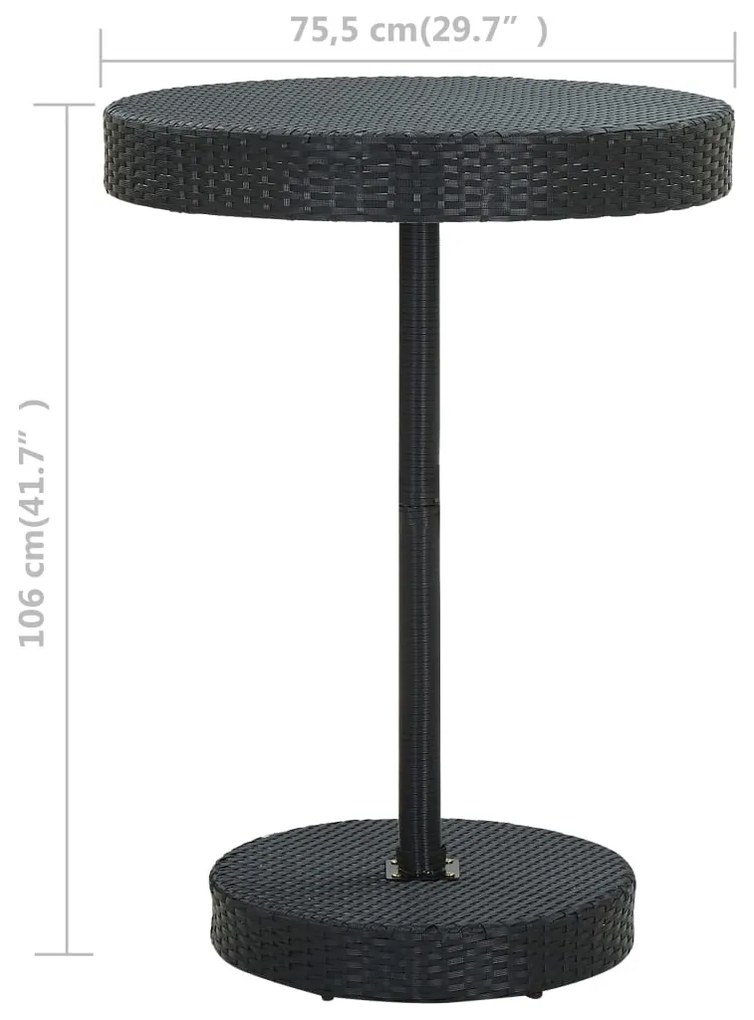 Mesa de jardim 75,5x106 cm vime PE preto