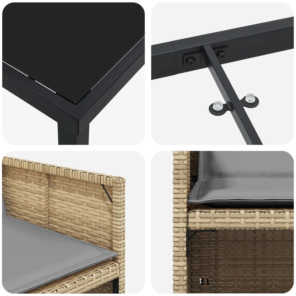 Conjunto de Jantar para Jardim de 5 Peças com Almofadas Bege Poli Ratt