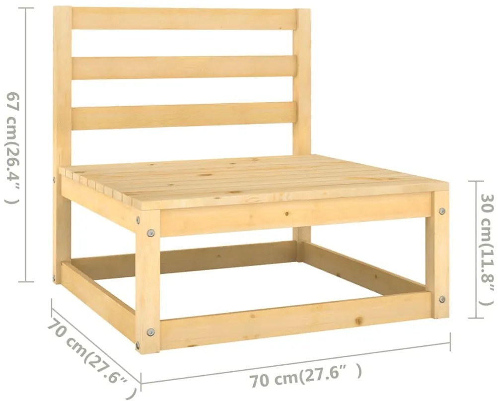 10 pcs conjunto lounge de jardim c/ almofadões pinho maciço