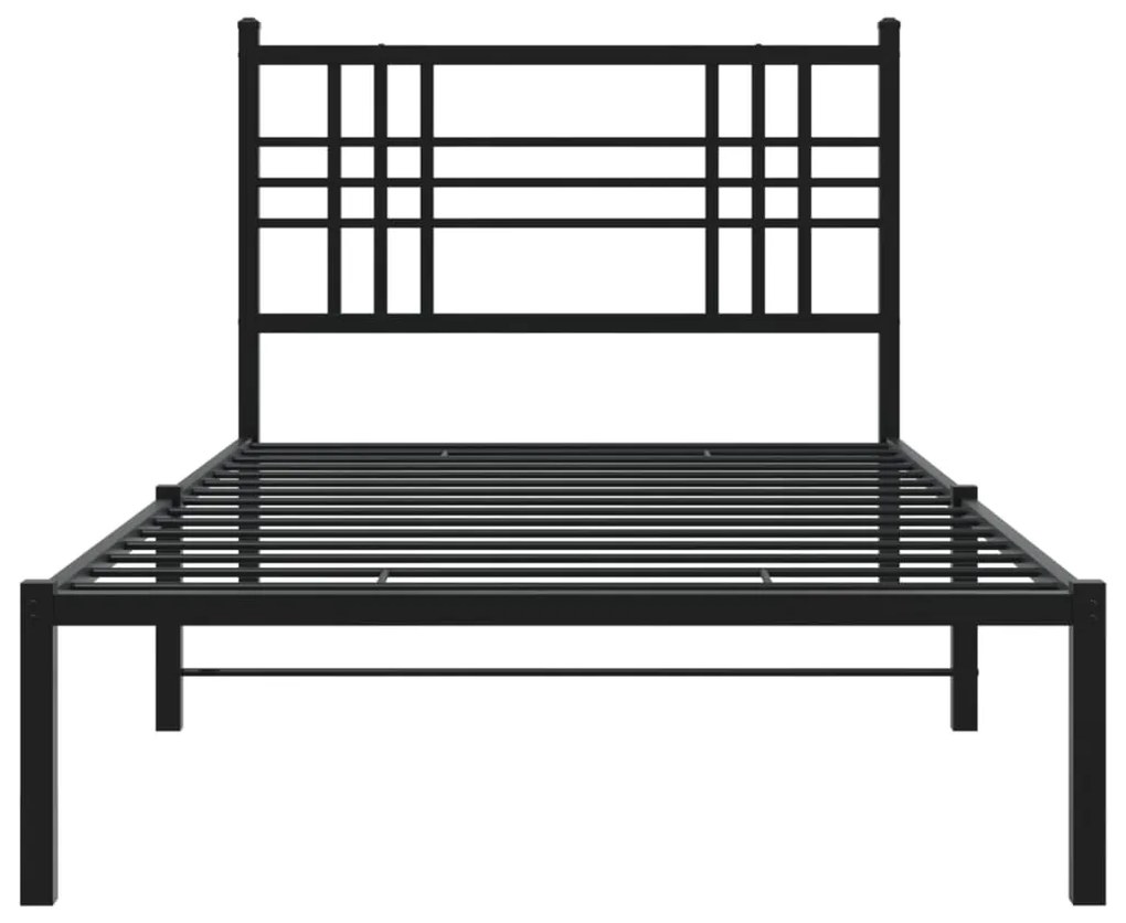 Estrutura de cama com cabeceira 107x203 cm metal preto