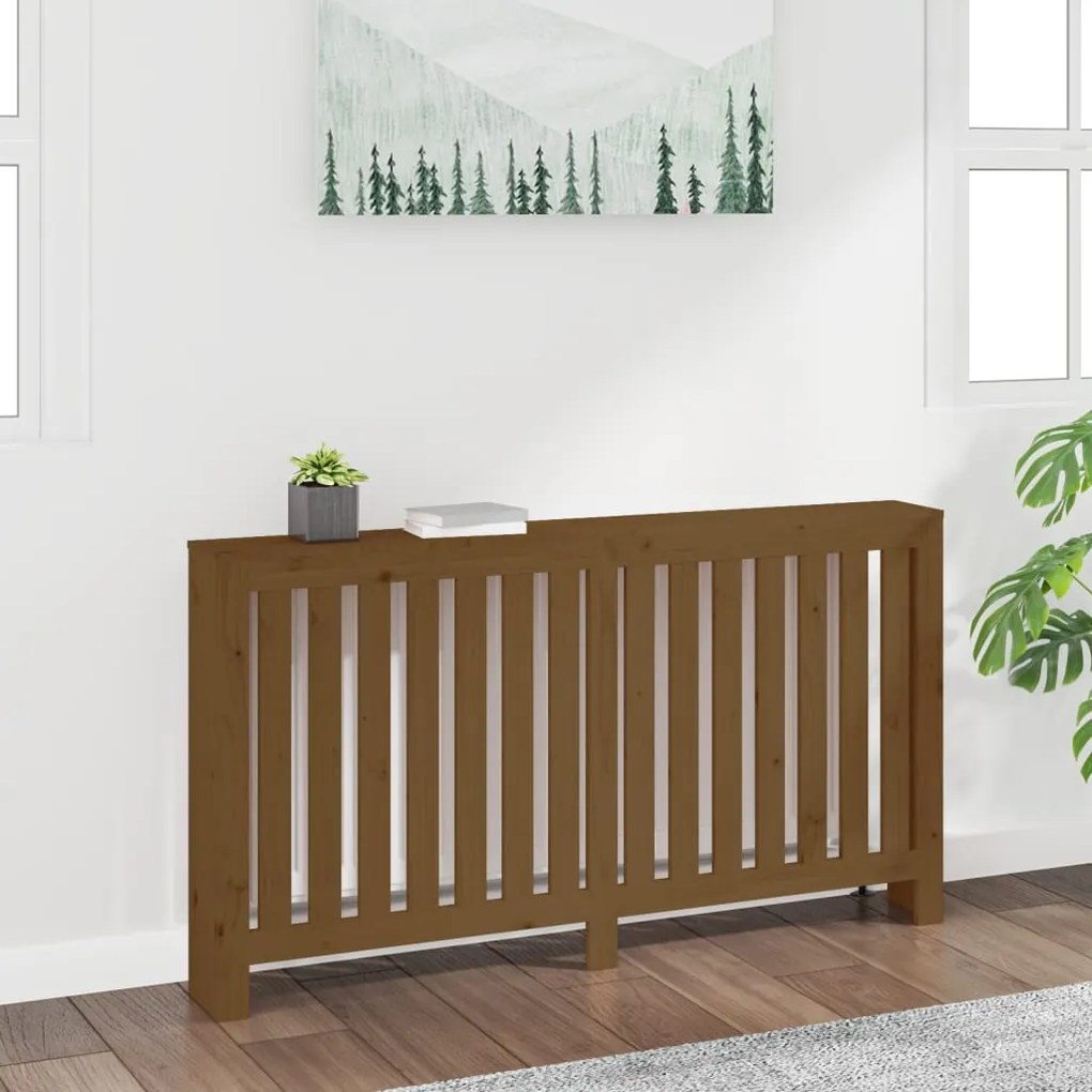 822579 vidaXL Cobertura de radiador 153x19x84 cm pinho maciço castanho mel