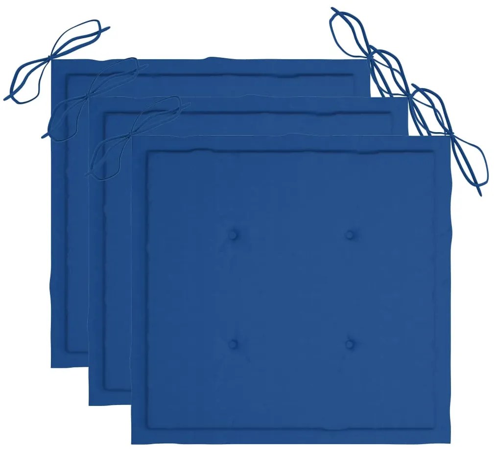 Cadeiras de jantar p/ jardim 3 pcs c/ almofadões acácia maciça