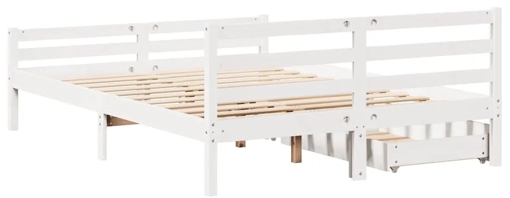 Cama sem colchão 160x200 cm madeira de pinho maciça branco