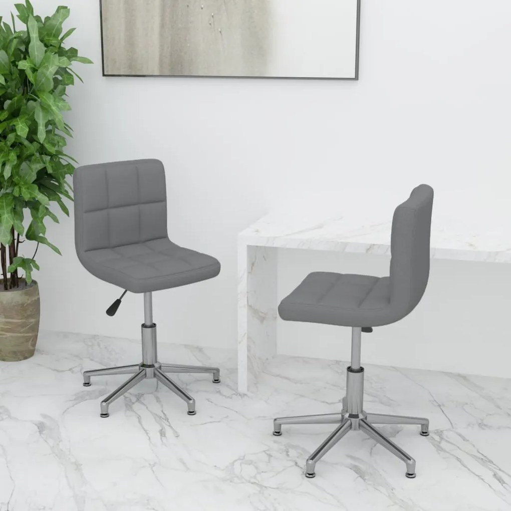 vidaXL Cadeiras de jantar giratórias 2 pcs couro artificial cinzento