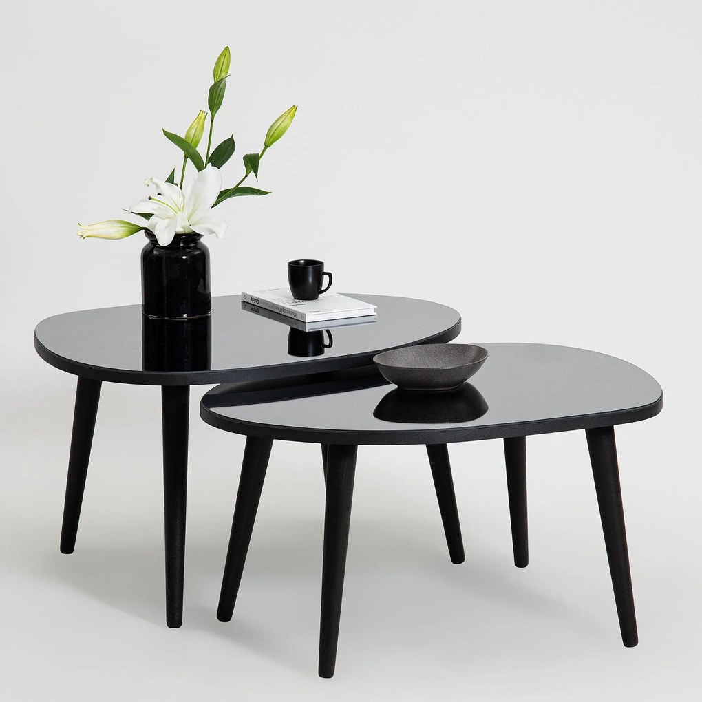 Mesa de Apoio Gusto (2 Peças) - Preto Fumado - 75x38x55cm e 75x41x55cm