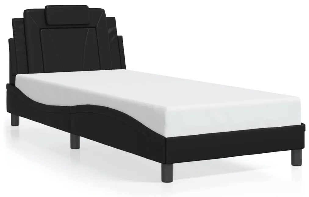 Estrutura de cama c/ luzes LED 80x200 cm couro artificial preto