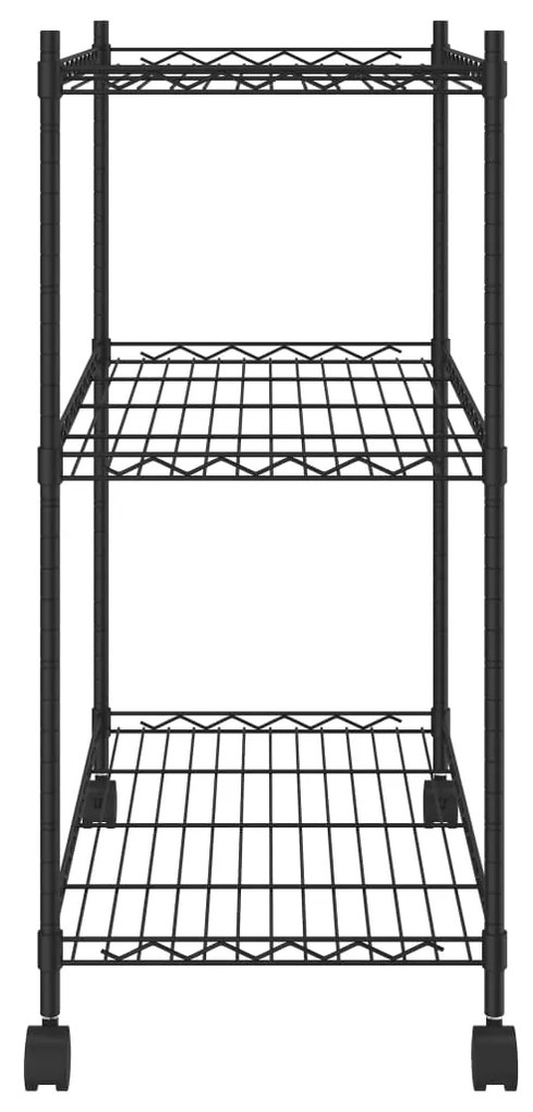 Unidade de 3 prateleiras com rodas 60x35x81 cm 150 Kg preto