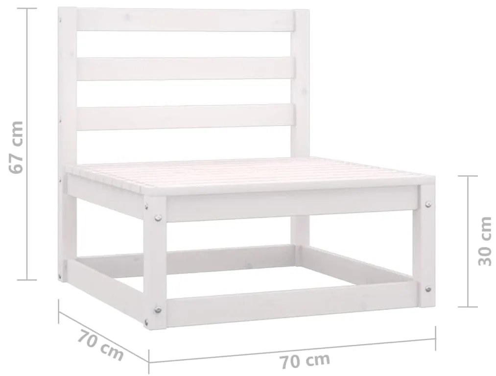 2 pcs conjunto lounge de jardim pinho maciço branco