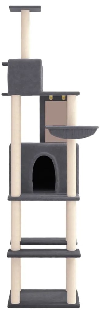 Árvore p/ gatos c/ postes arranhadores sisal 201cm cinza-escuro