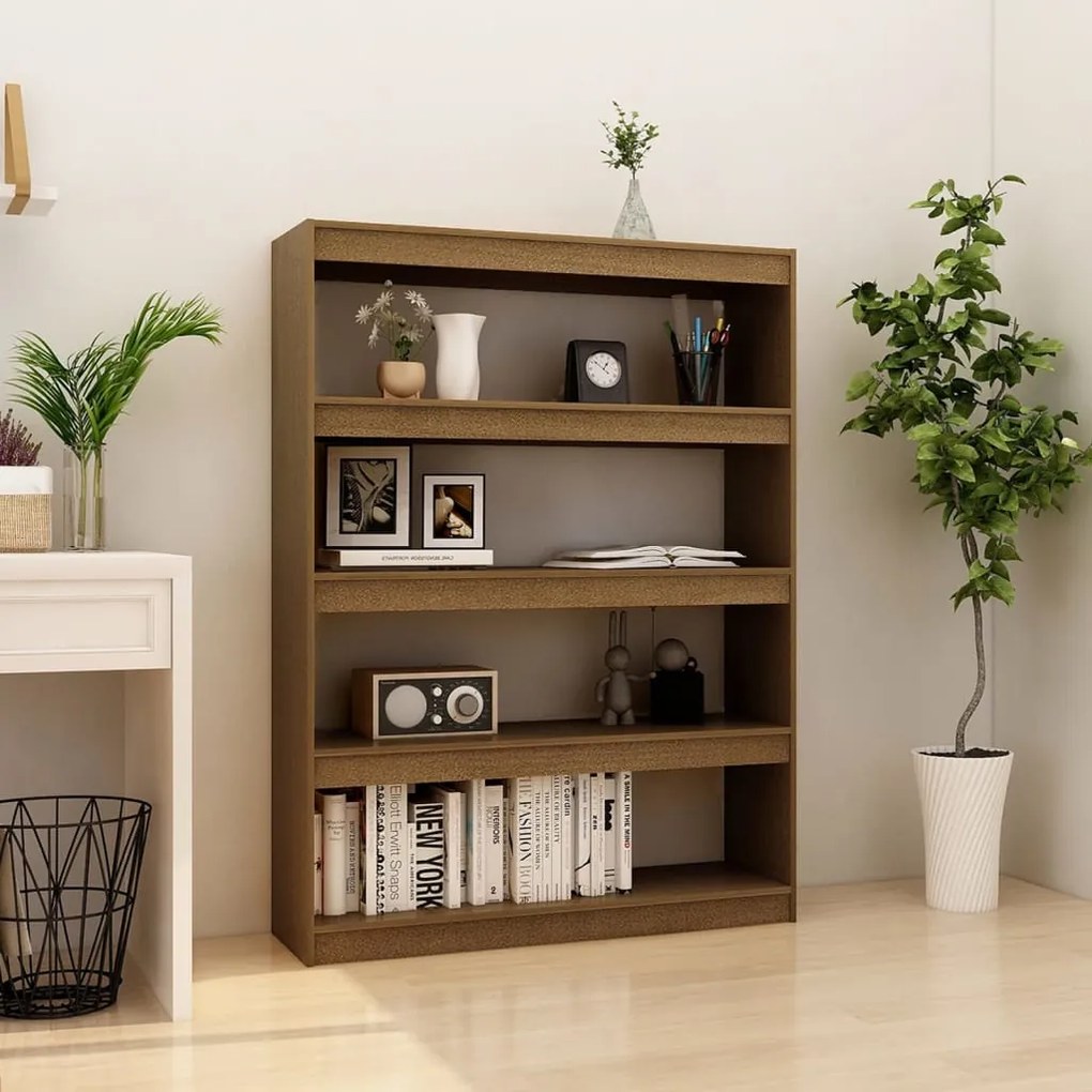 vidaXL Estante/divisória 100x30x135,5 cm pinho maciço castanho mel
