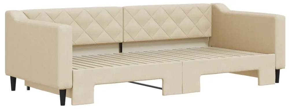 Sofá-cama com gavetão 90x200 cm tecido cor creme