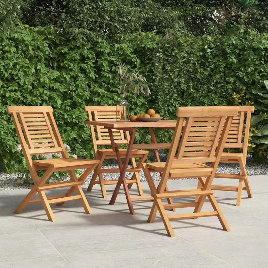 vidaXL Cadeiras de jardim dobráveis 4 pcs 47x63x90 cm teca maciça