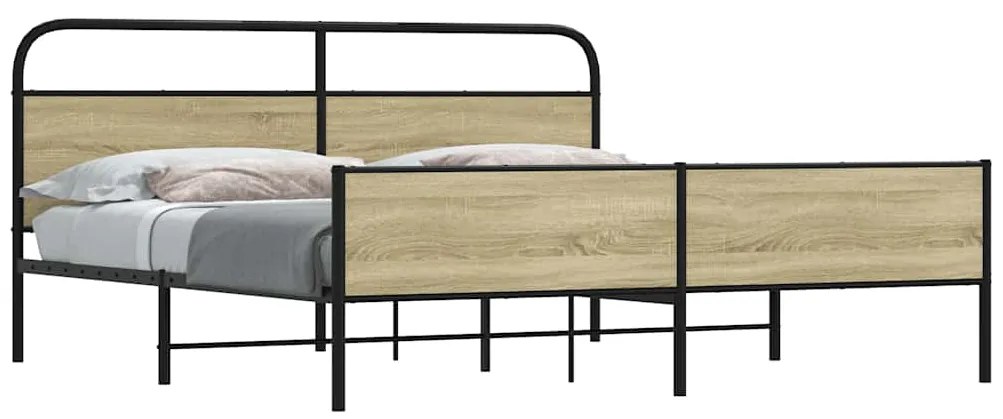 Estrutura de cama sem colchão 183x213cm metal carvalho sonoma