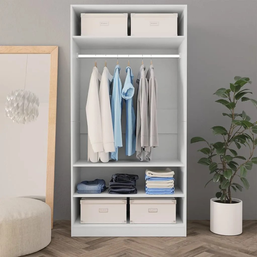 Roupeiro 100x50x200 cm derivados de madeira branco