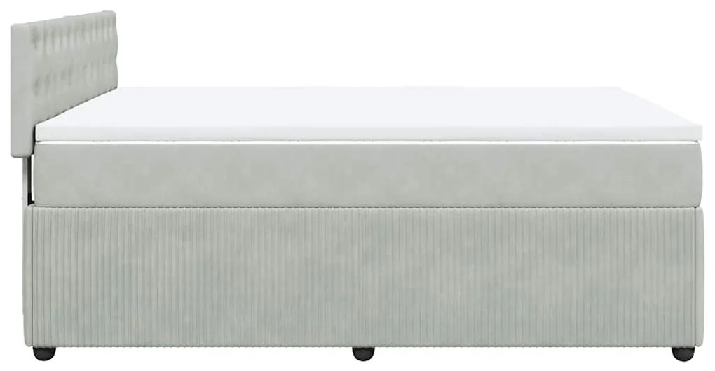 Cama com molas/colchão 160x200 cm veludo cinzento-claro