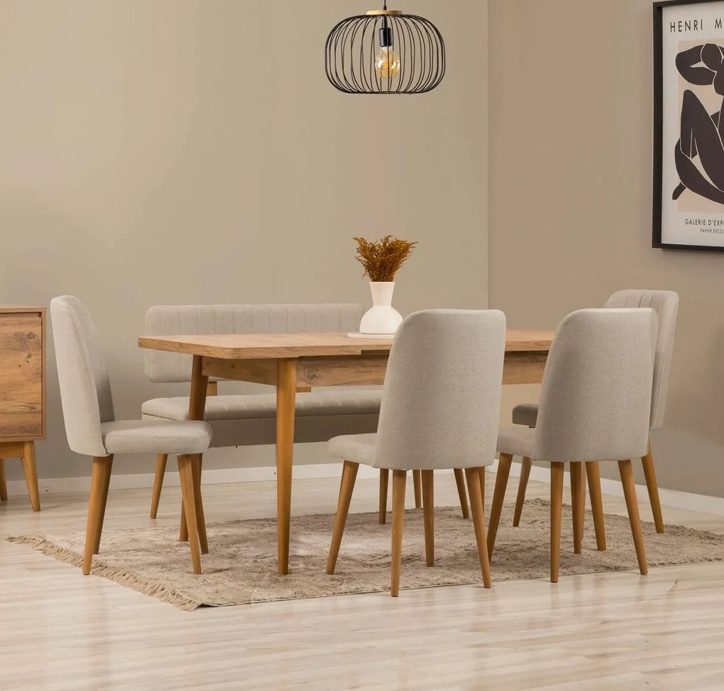 Conjunto de Mesa de Jantar Extensível e Cadeiras Vina – Pinho Atlântic