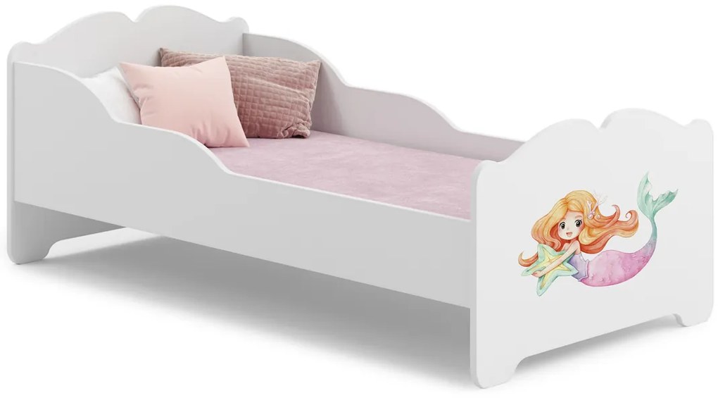 Cama infantil ANNA branca 160x80 - sereia - colchão e estrado incluído