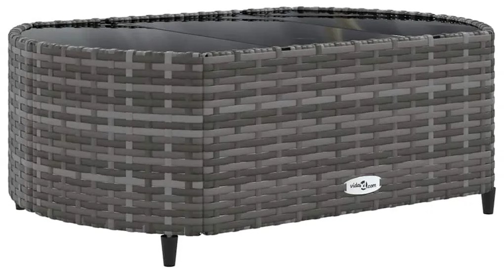 7 pcs conjunto sofás p/ jardim c/ almofadões vime PE cinzento