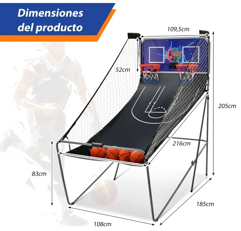 Máquina Jogo basquetebol eletrónico Dobrável com suporte para