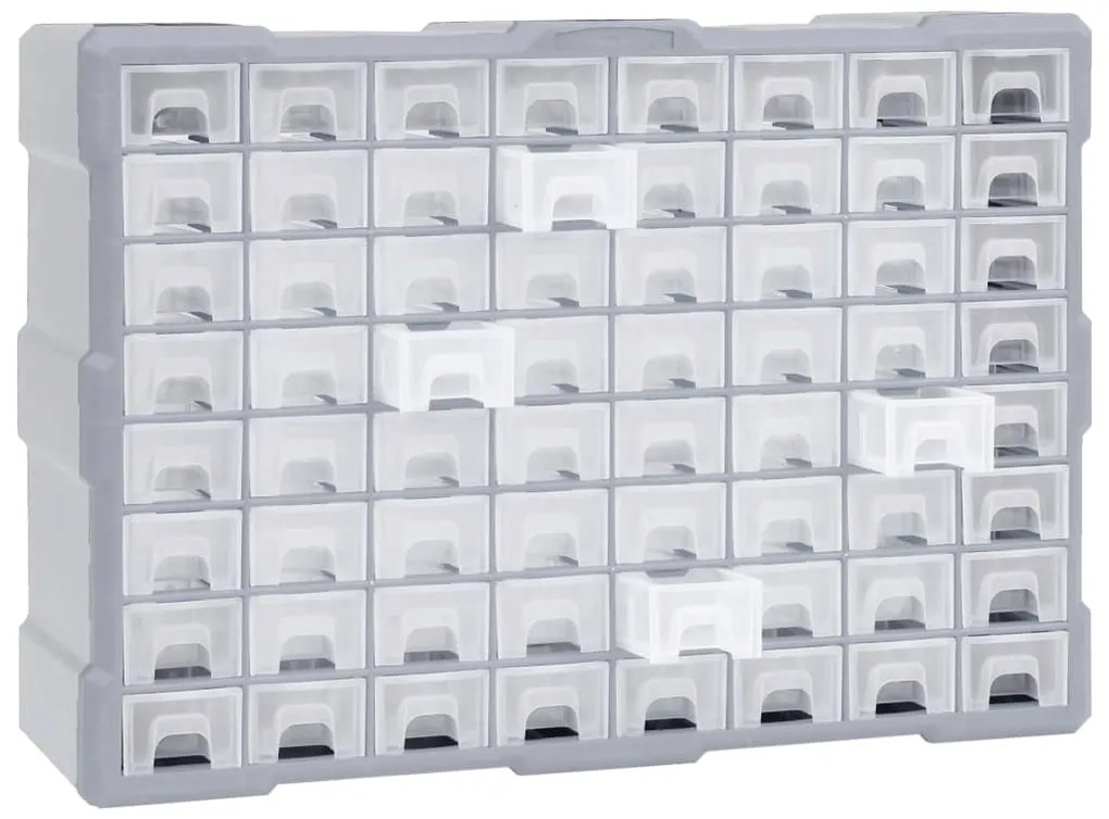 Caixa organizadora com 64 gavetas 52x16x37,5 cm