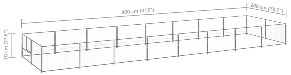 Canil para cães 16 m² aço prateado