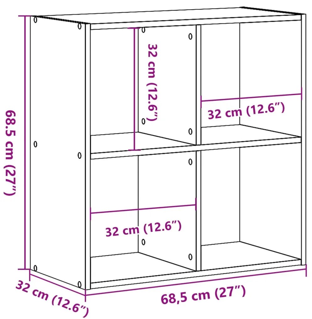 Estante 68,5x32x68,5 cm derivados de madeira cinzento sonoma