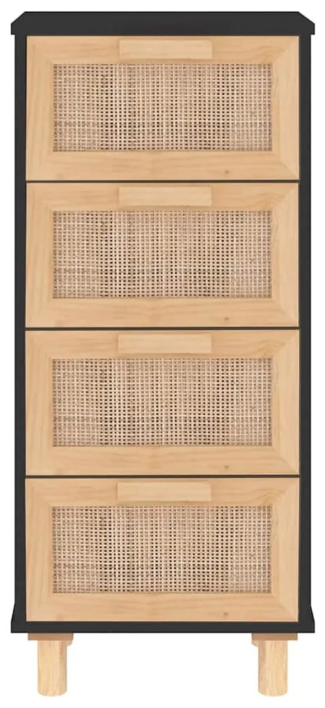 Aparador 40x30x90 cm pinho maciço/vime natural preto