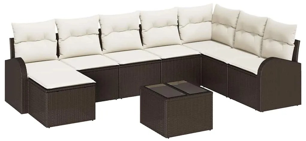 Conjunto de Sofá de Jardim com 8 Peças e Almofadas Cinzas em Rattan Si