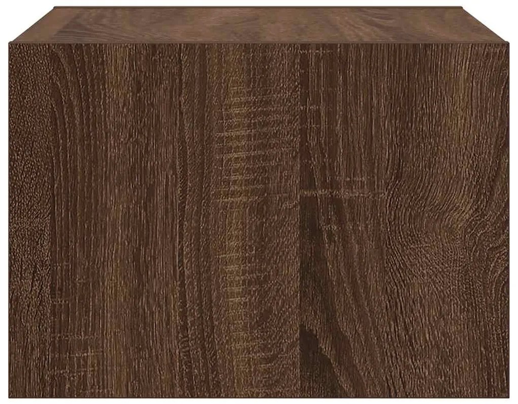Mesa de cabeceira de parede com luzes LED carvalho castanho