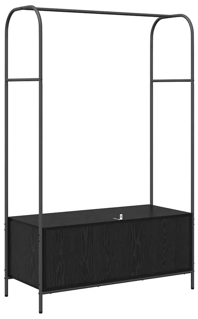 Porte-Roupas com Prateleiras Carvalho Preto 100x44x160 cm