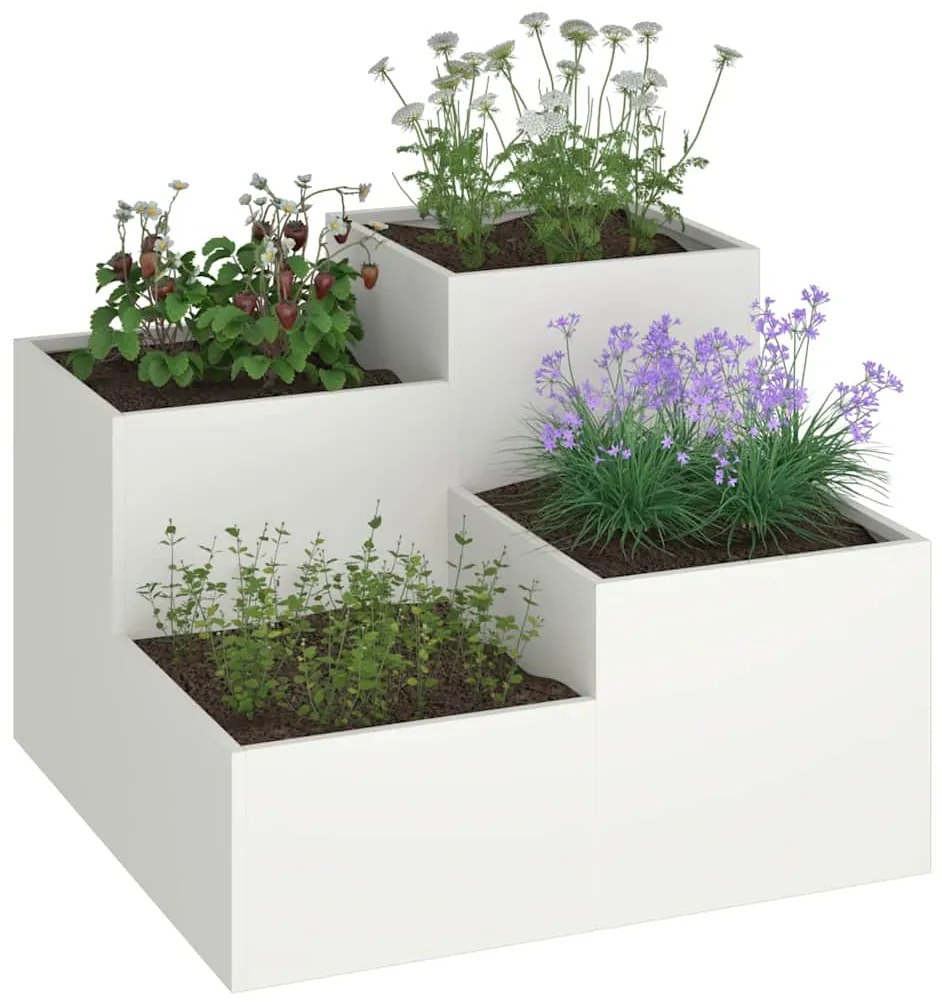 Jardineira vidaXL 80x80x60 cm Aço Branco
