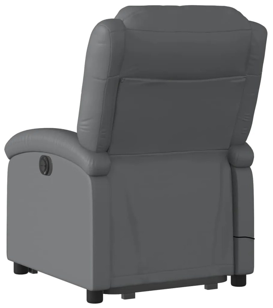 Poltrona massagens reclinável elevatória couro artif. cinzento
